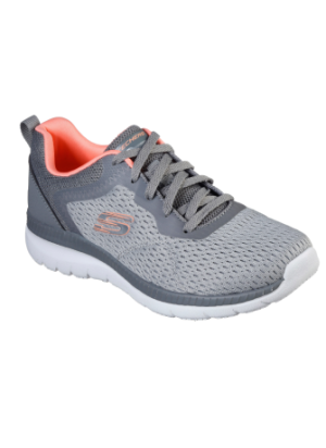 Ténis Bountiful Quick Path Skechers 12607 GYCL Gray/Coral