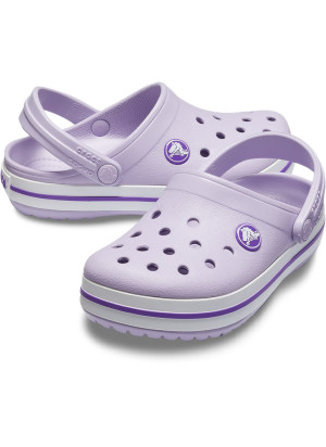 Sandália De Praia Crocband Clog K Crocs 207006-5P8 Lavender/Neon Purple
