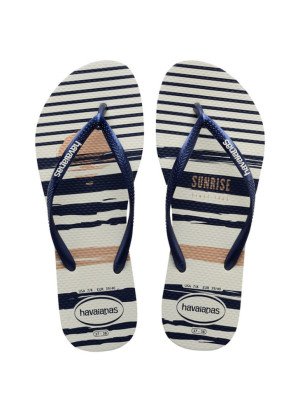 Chinelo De Praia Slim Nautical Havaianas 4137125.5035 White/Navy/White