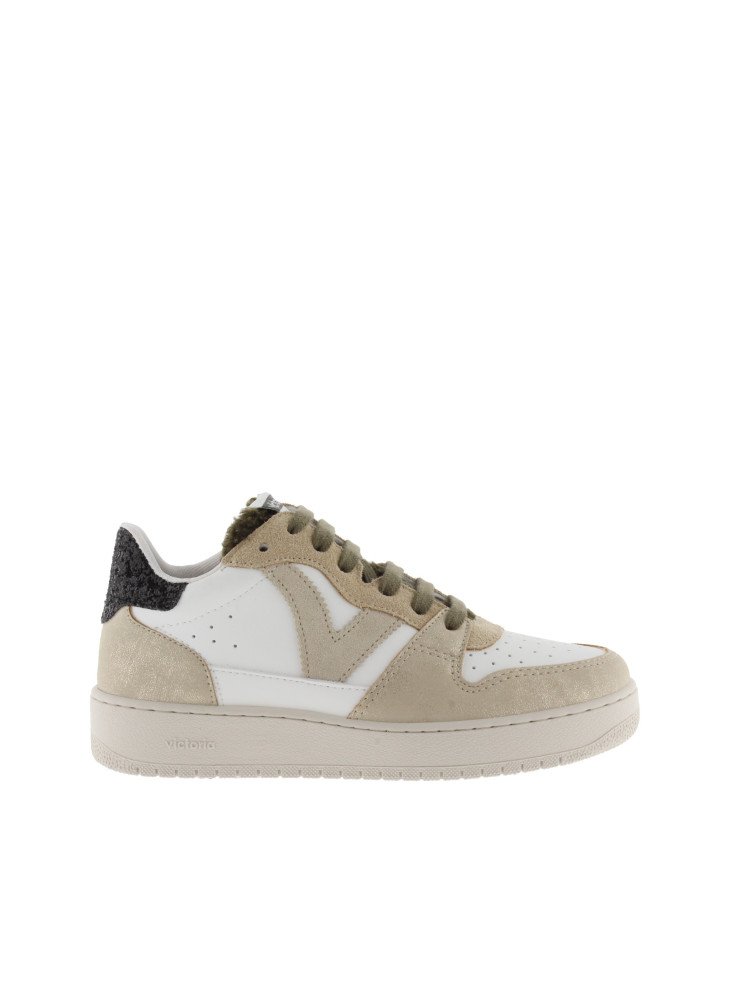 Basket Madrid Efecto Piel & Metallic Piezas & Glitter Rear Sneakers 1258243-PLATINO