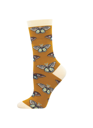 Bamboo Vintage Moths Socks SockSmith WBN2325-GOL Amarrilo