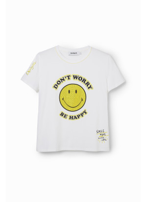 T-Shirt More Smiley Desigual 24SWTKAL-1000 Blanco