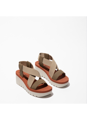 YABI922FLY Cupido/Elastic  Sandal Fly London P144922-011 Military/Beige/Brick
