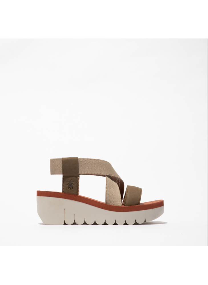 YABI922FLY Cupido/Elastic  Sandal Fly London P144922-011 Military/Beige/Brick