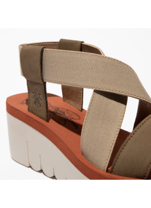 YABI922FLY Cupido/Elastic  Sandal Fly London P144922-011 Military/Beige/Brick