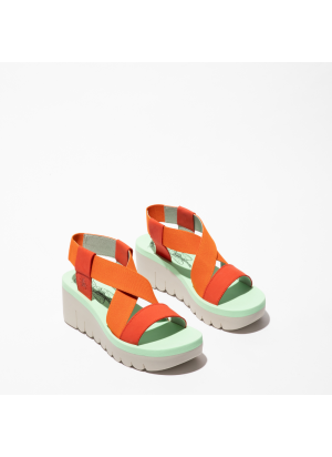YABI922FLY Cupido/Elastic Sandals Fly London P144922-012 Devil Red/Orange/Spearmint