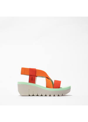 YABI922FLY Cupido/Elastic Sandals Fly London P144922-012 Devil Red/Orange/Spearmint