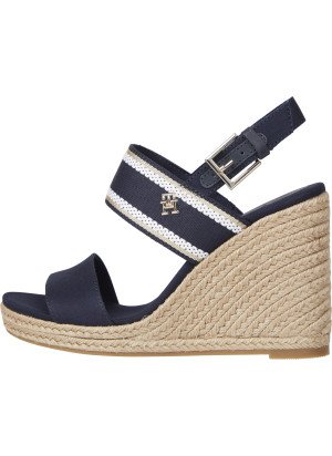 Sandália Webbing High Wedge Tommy Hilfiger FW08045-DW6 Space Blue