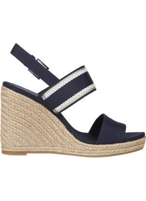 Sandália Webbing High Wedge Tommy Hilfiger FW08045-DW6 Space Blue