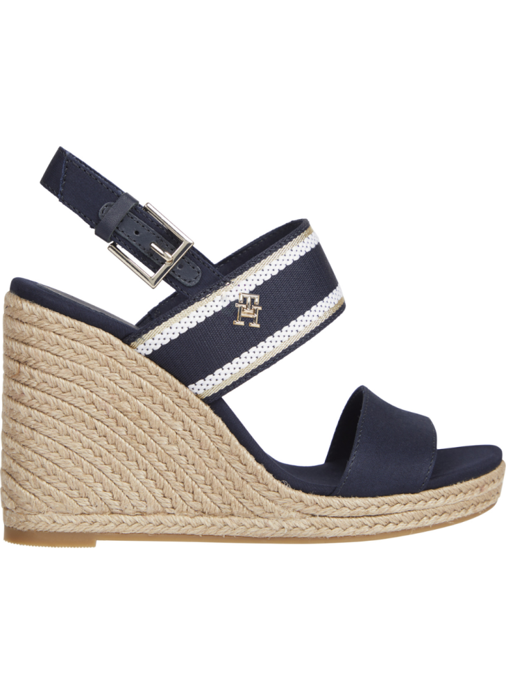 Sandália Webbing High Wedge Tommy Hilfiger FW08045-DW6 Space Blue