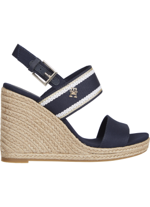 Sandália Webbing High Wedge Tommy Hilfiger FW08045-DW6 Space Blue