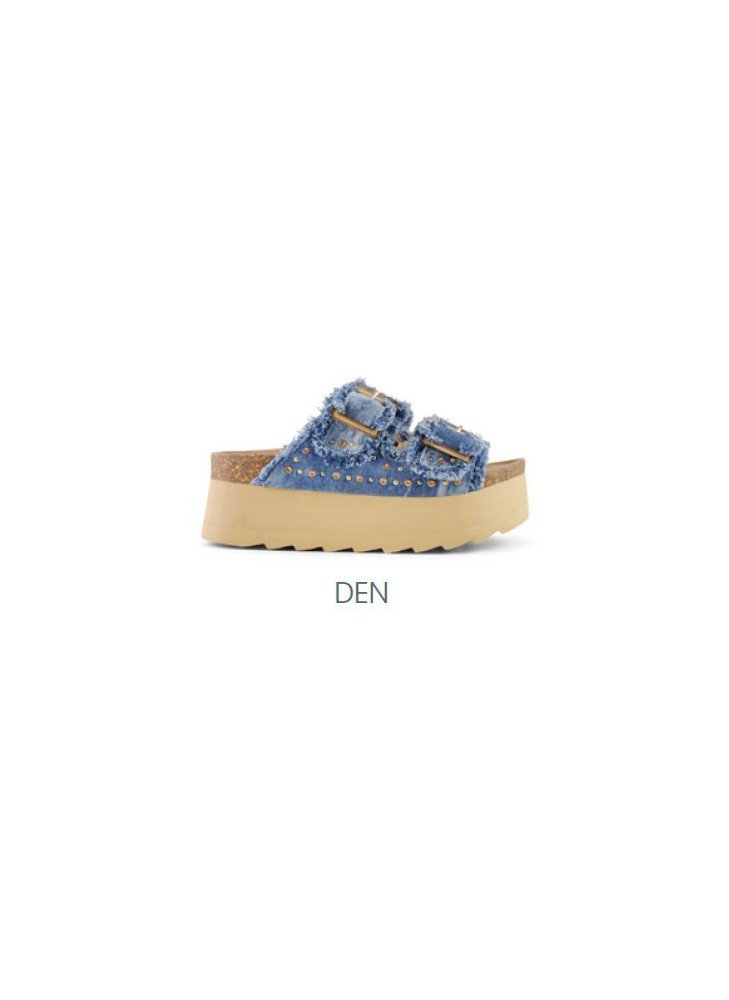 Denim Platform With Rhinestones Sandals  Colors Of California HC.BES41-DEN Denim