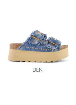 Denim Platform With Rhinestones Sandals  Colors Of California HC.BES41-DEN Denim