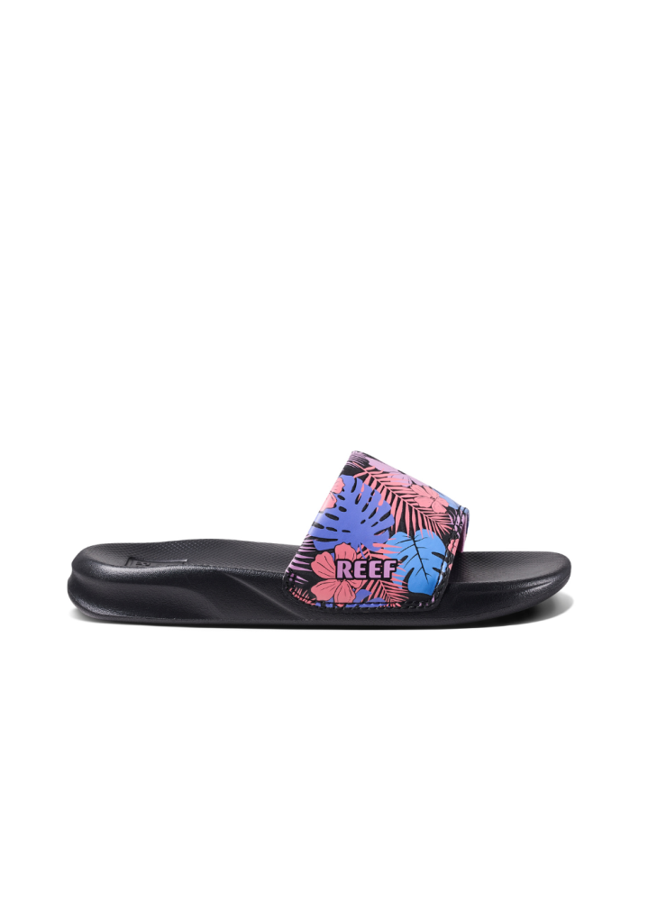 Kids One Slide Beach Flip Flops Reef CJ3684 Purple Fronds
