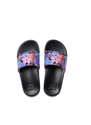 Kids One Slide Beach Flip Flops Reef CJ3684 Purple Fronds