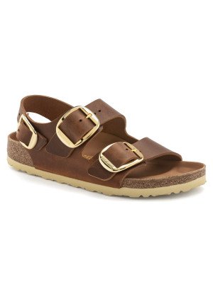 Milano Sandal Big Buckle Birkenstock 1024067 Oiled Leather Cognac