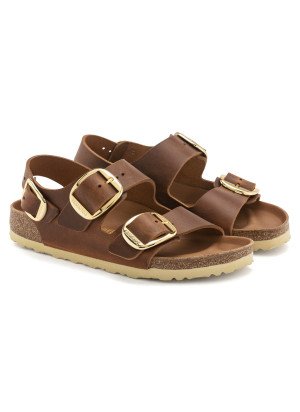 Milano Sandal Big Buckle Birkenstock 1024067 Oiled Leather Cognac