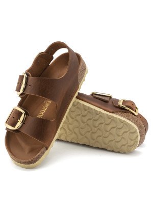 Milano Sandal Big Buckle Birkenstock 1024067 Oiled Leather Cognac