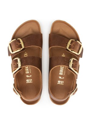 Milano Sandal Big Buckle Birkenstock 1024067 Oiled Leather Cognac