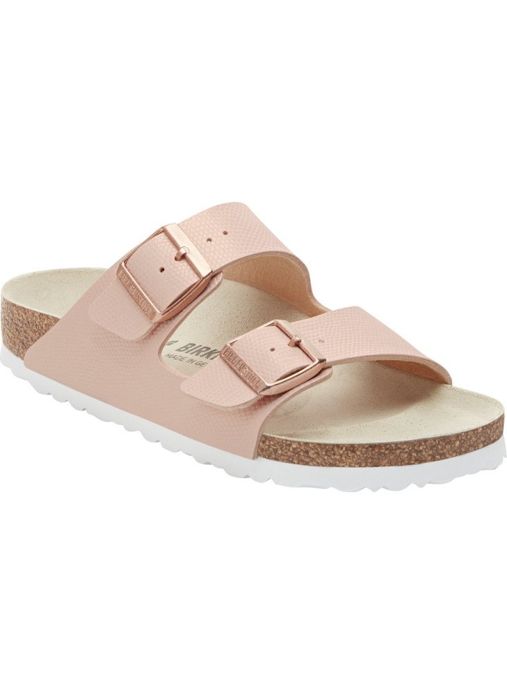 Arizona Sandal Birko-flor Embossed BF Shiny Lizard Birkenstock 1026448 Light Rose