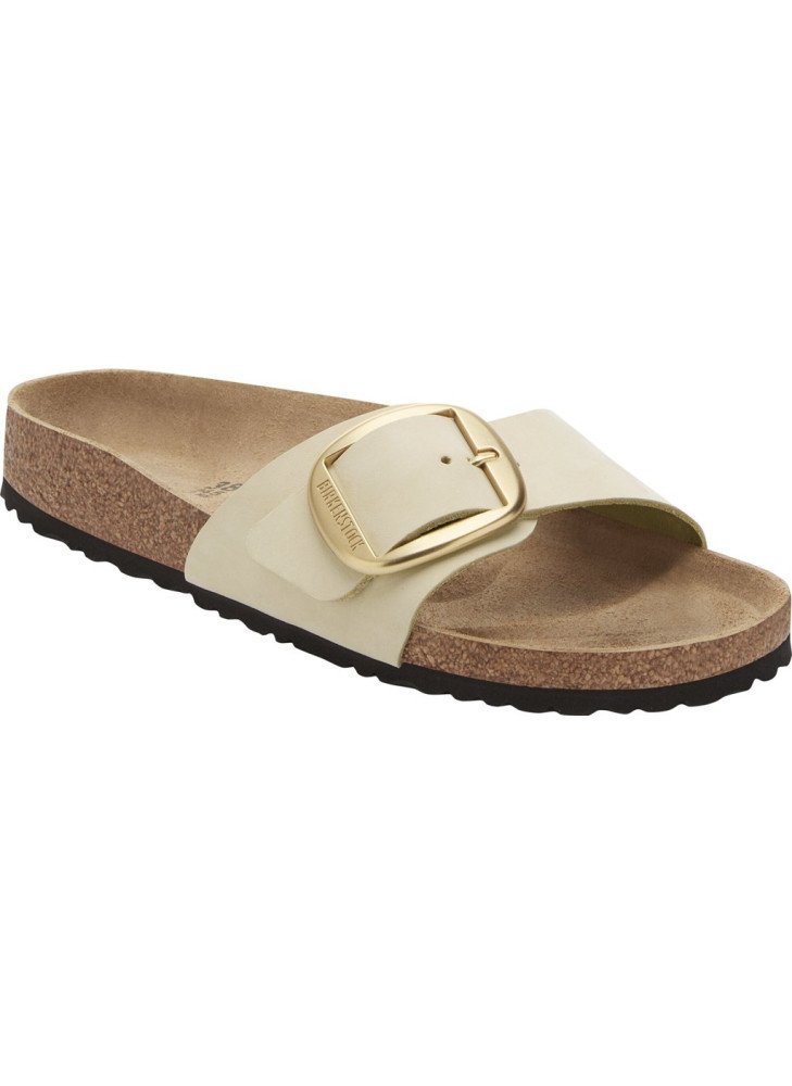 Madrid Sandal Big Buckle Nubuck Leather Birkenstock 1026604 Ecru