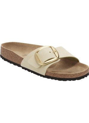 Sandália Madrid Big Buckle Nubuck Leather Birkenstock 1026604 Ecru