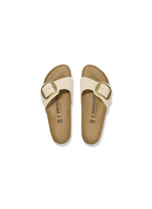 Sandália Madrid Big Buckle Nubuck Leather Birkenstock 1026604 Ecru
