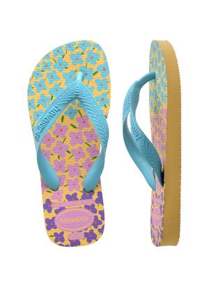 Chinelo De Praia Kids Flores Havaianas 4000052.6161 Caja Yellow