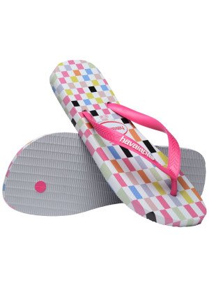 Top Check Beach Flip Flops Havaianas 4148764.7210 Ice Grey/Pink