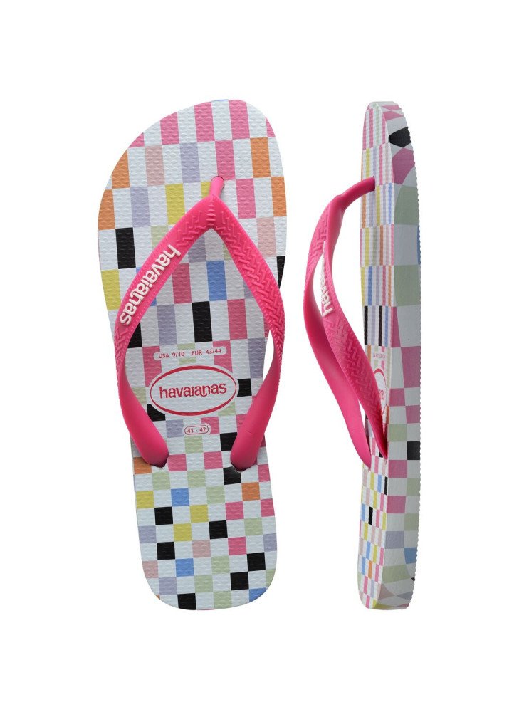 Top Check Beach Flip Flops Havaianas 4148764.7210 Ice Grey/Pink