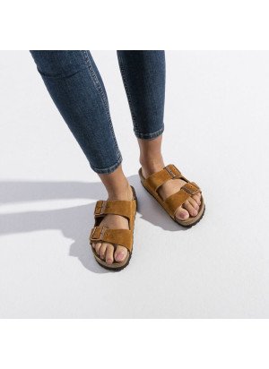 Sandália Arizona Soft Footbed Couro de Camurça 1009527 Mink