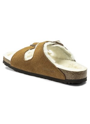 Sandália Arizona Shearling Couro de Camurça Birkenstock 1001135 Mink