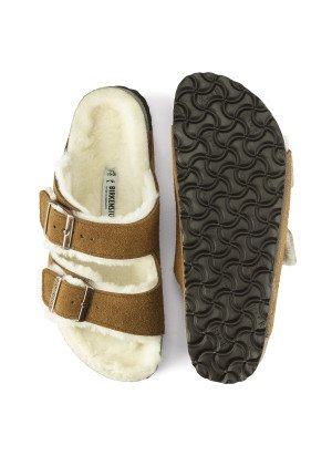 Sandália Arizona Shearling Couro de Camurça Birkenstock 1001135 Mink