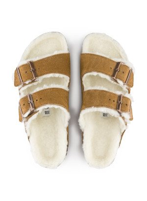Sandália Arizona Shearling Couro de Camurça Birkenstock 1001135 Mink