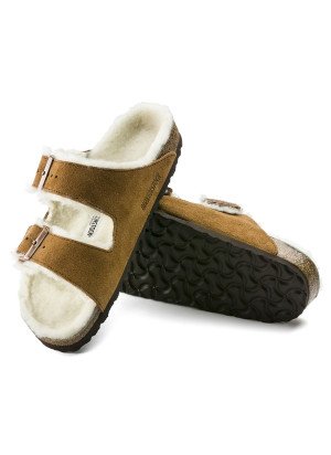 Arizona Shearling Suede Leather Sandal Birkenstock 1001135 Mink