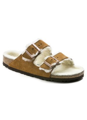 Sandália Arizona Shearling Couro de Camurça Birkenstock 1001135 Mink