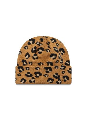 Gorro de malha de punho largo New Era Leopard New Era 60565460  CAM Light Beige