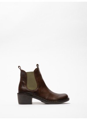 MEME030FLY Chelsea Ankle Boots Fly London P211030011 Dark Brown Green Elastic