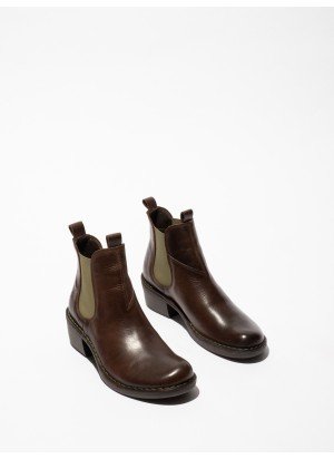 MEME030FLY Chelsea Ankle Boots Fly London P211030011 Dark Brown Green Elastic