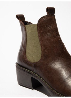 MEME030FLY Chelsea Ankle Boots Fly London P211030011 Dark Brown Green Elastic