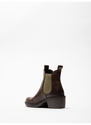 MEME030FLY Chelsea Ankle Boots Fly London P211030011 Dark Brown Green Elastic