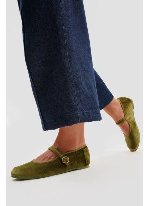 Mary Jane Velvet Shoes PAEZ 2432501S5801-728 Sycamore Green