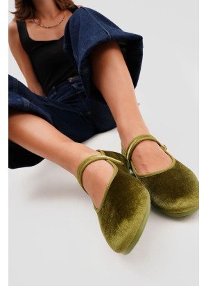 Mary Jane Velvet Shoes PAEZ 2432501S5801-728 Sycamore Green