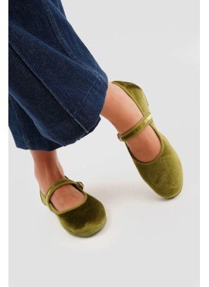 Mary Jane Velvet Shoes PAEZ 2432501S5801-728 Sycamore Green