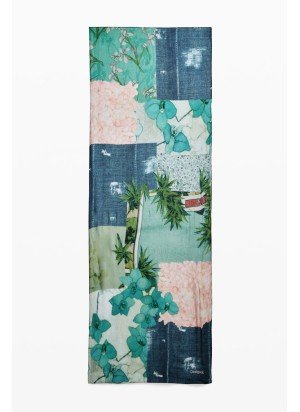 Lenço Fou Delicate Patch Rectangle Desigual 25SAWA11-5013 Turquesa