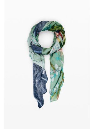 Lenço Fou Delicate Patch Rectangle Desigual 25SAWA11-5013 Turquesa
