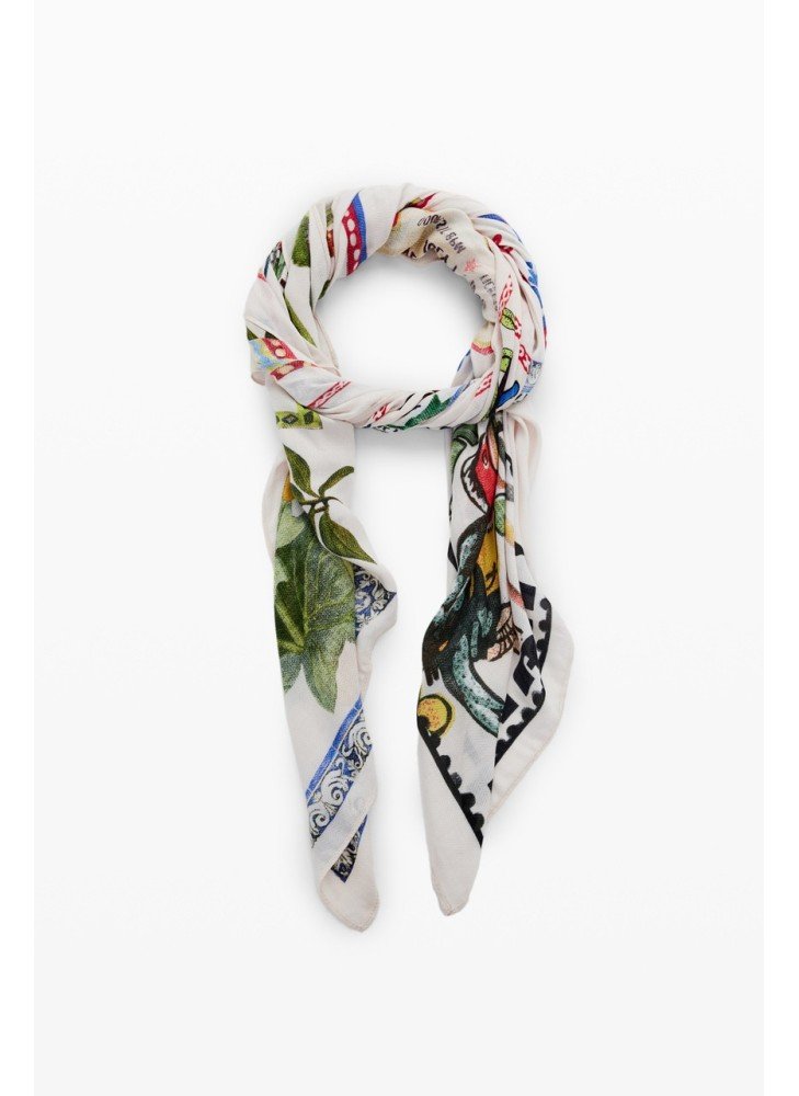 Lenço Fou Paradise Rectangle Desigual 25SAWA34-1001 Branco