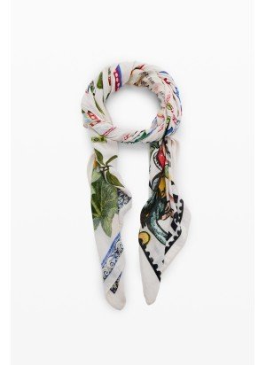 Lenço Fou Paradise Rectangle Desigual 25SAWA34-1001 Branco