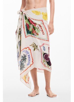 Lenço Fou Paradise Rectangle Desigual 25SAWA34-1001 Branco