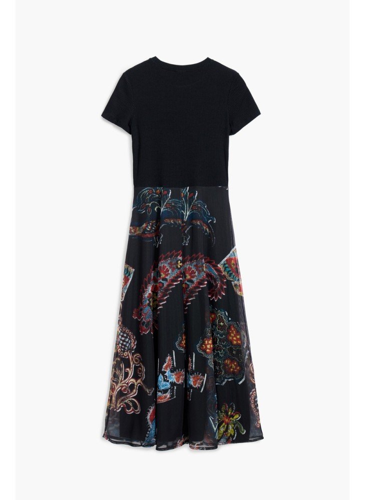 Vestido Paisley Mesh Lacroix Desigual 25SWVK32-2000 Preto
